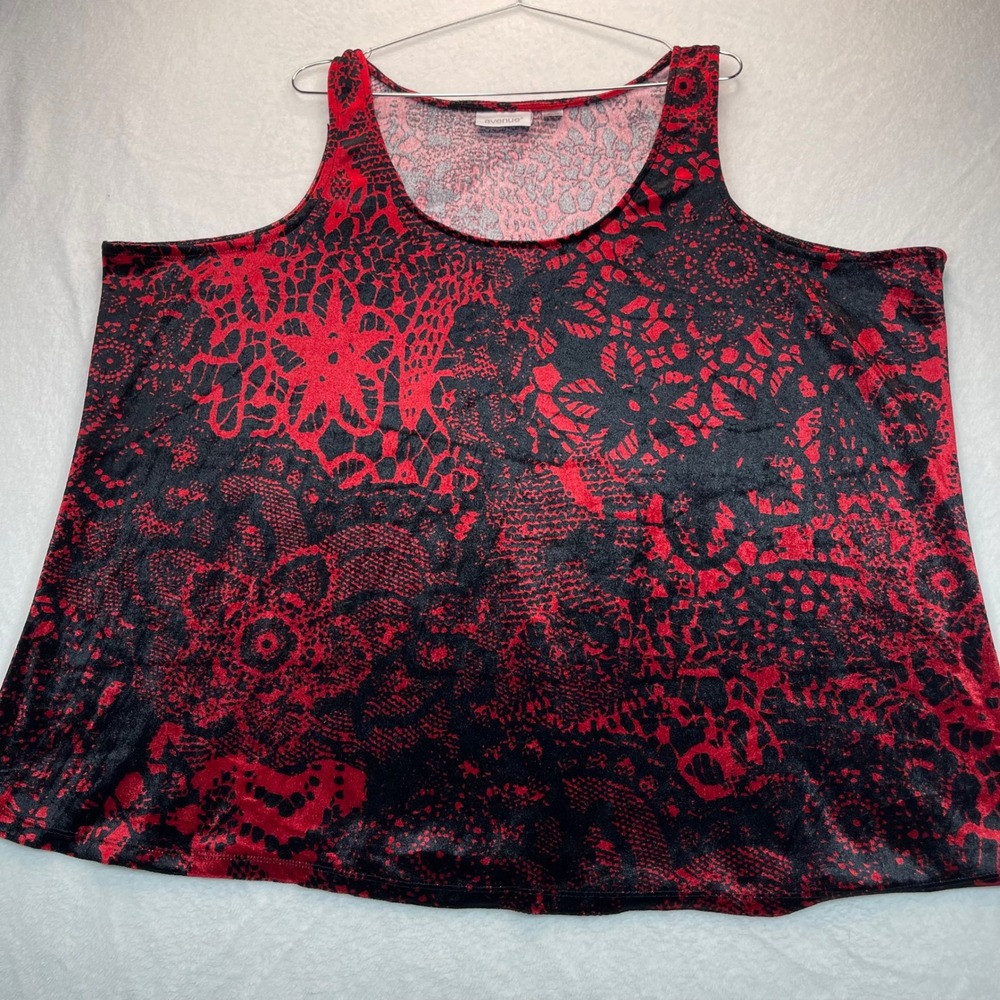 Y2K Red Velvet Burnout Top Womens Plus sz 5X 30/32 Dark Romantic Vampire Gothic